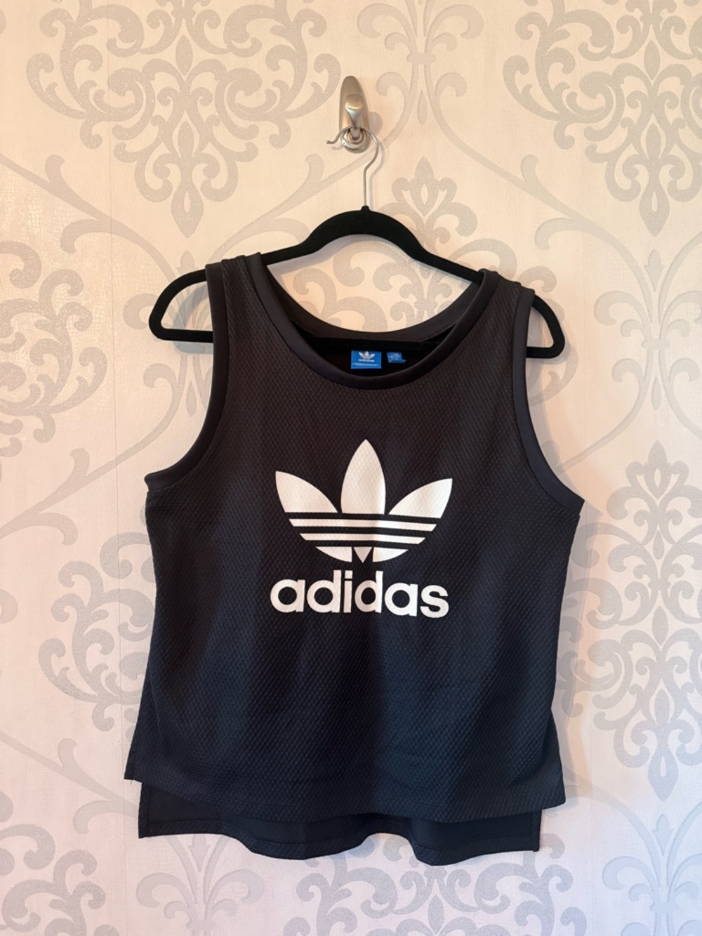 adidas Black Tank Top with Blue Logo Tags